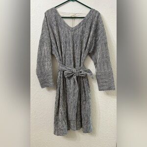 Roolee NWT Textured Long Sleeve Linen Tunic Midi Dress - L